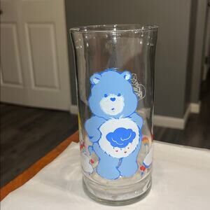 Vintage American Greetings Pizza Hut Care Bears Grumpy Bear Glass Cup 1983